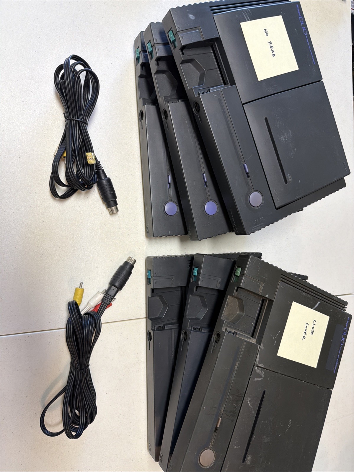 (6) PC-Engine JUNK DUO Console System Lot “Not Working”, HuCard works, no cd