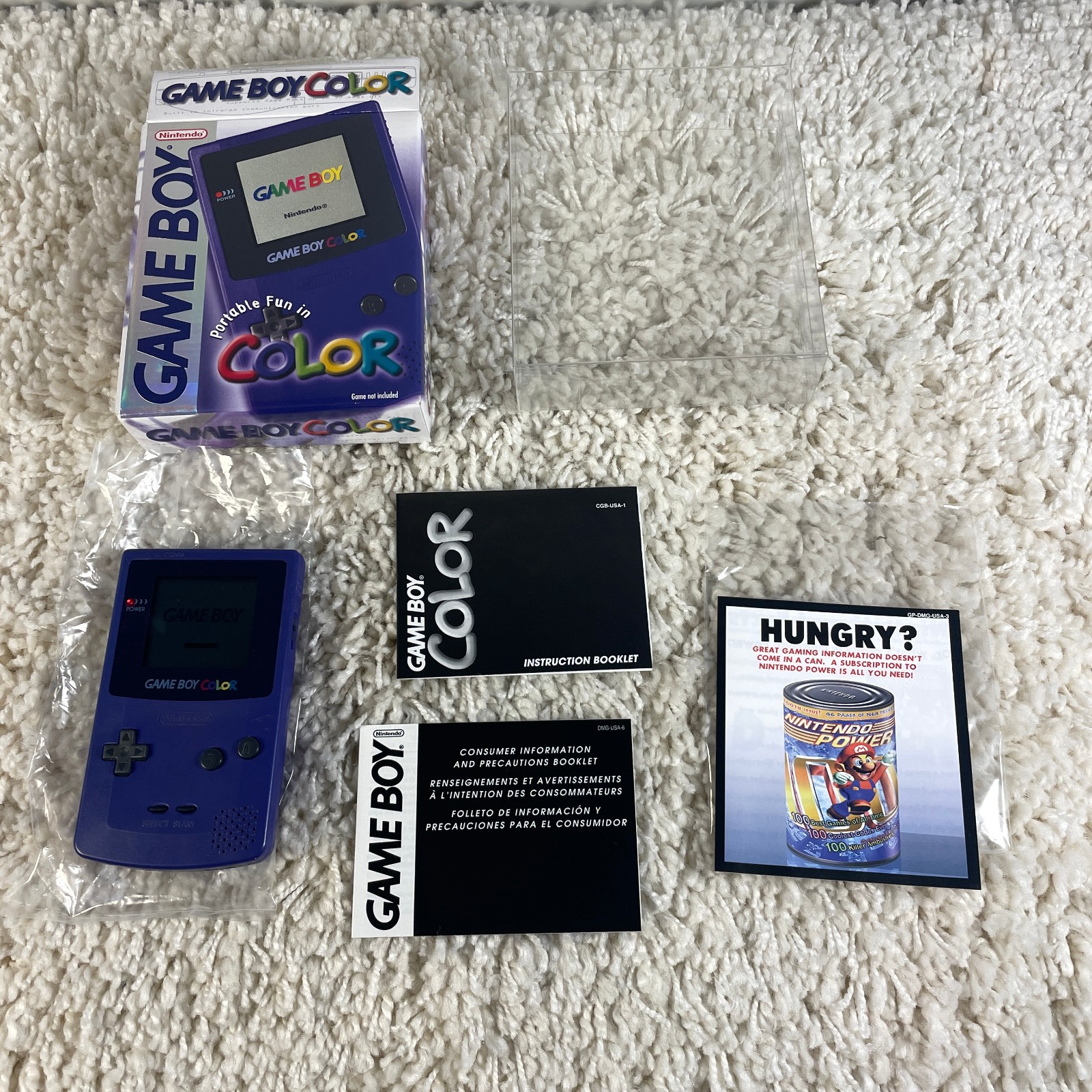 Nintendo Gameboy Color GBC Grape Purple Handheld System CGB-001 Complete in Box