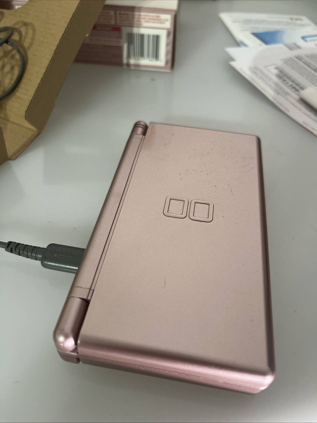 Nintendo DS Lite Metallic Rose Pink System And Adaptor With Charger Tested !!
