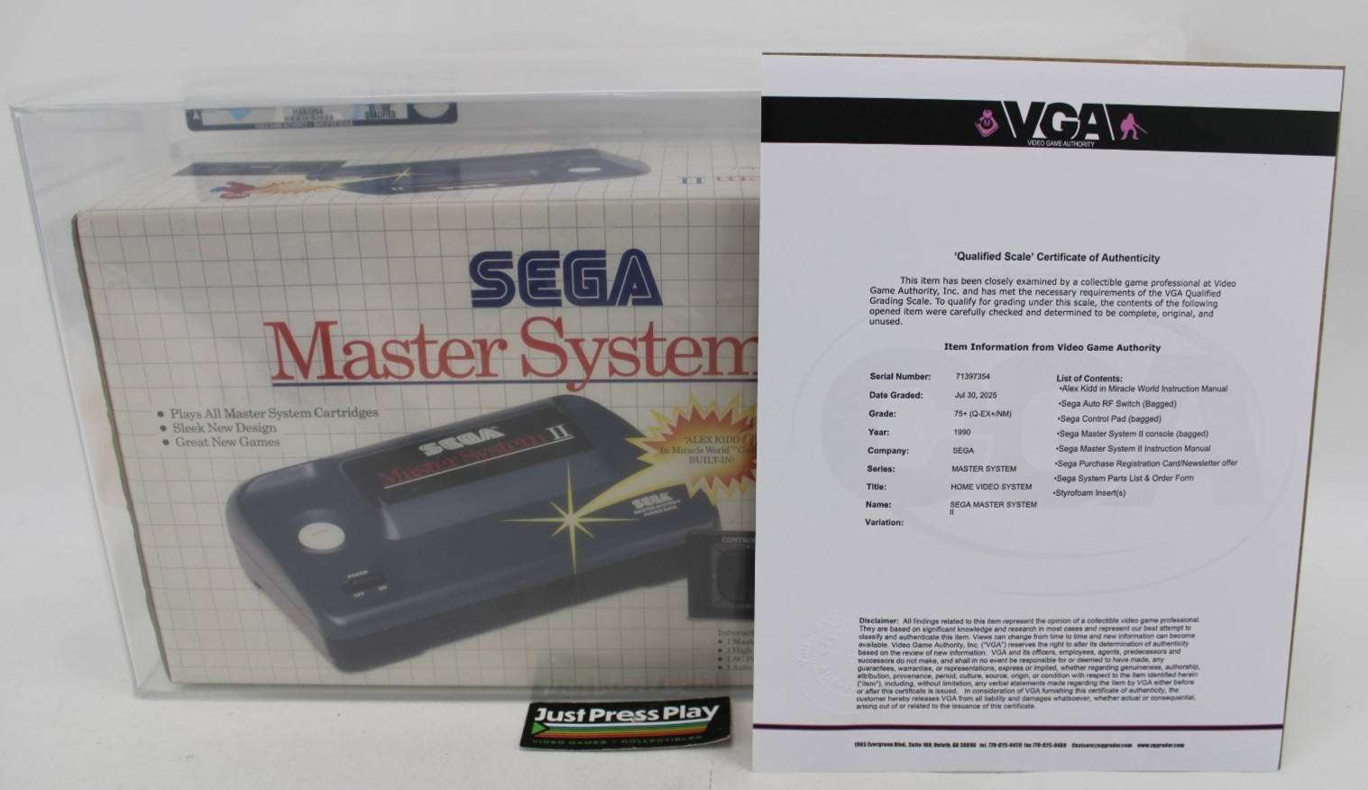 Sega Master System II Launch Edition Gray w/ Alex Kidd Brand New VGA Q75+ EX/NM