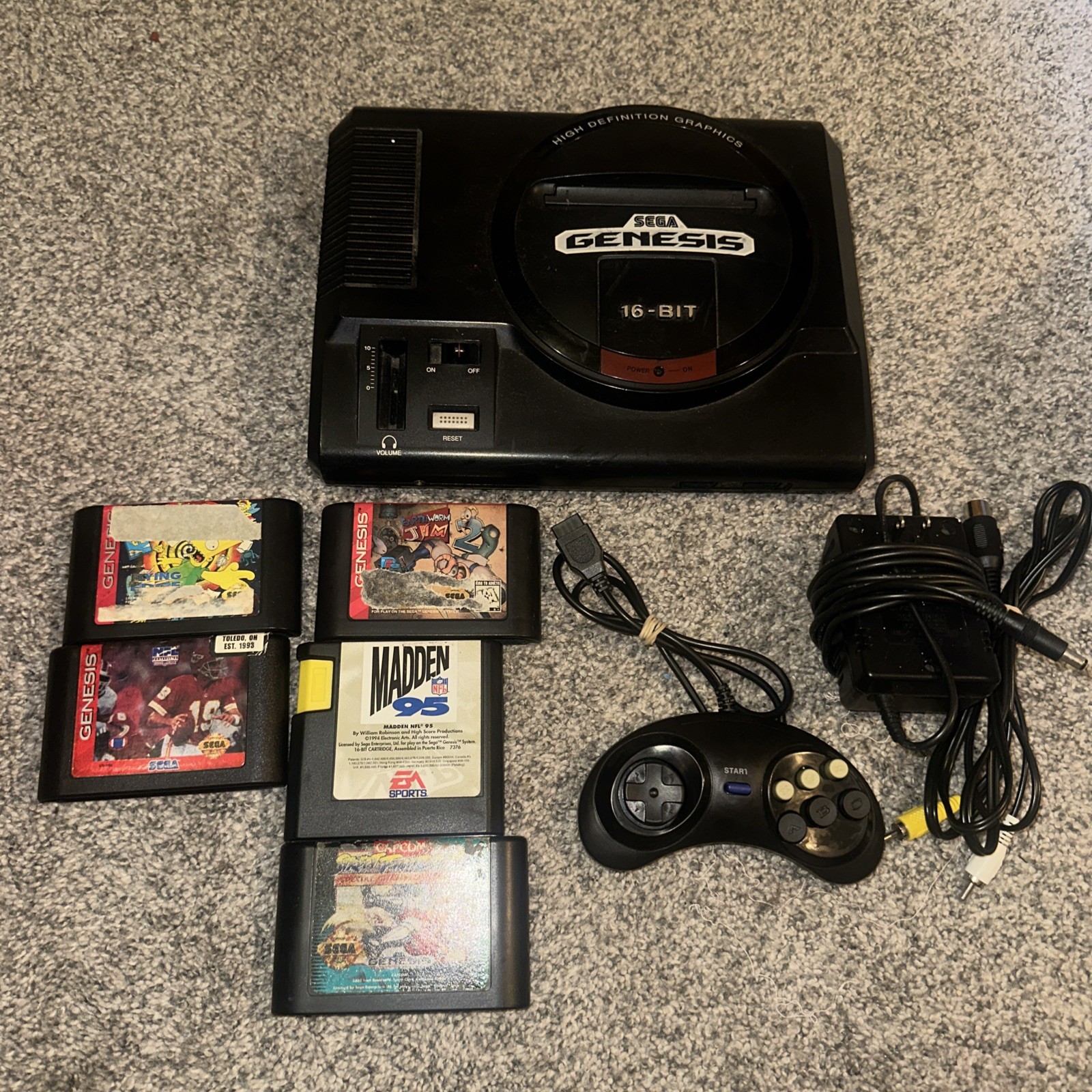 Sega Genesis Model 1 Console Bundle OEM Control Tested Working + 5 Great Games