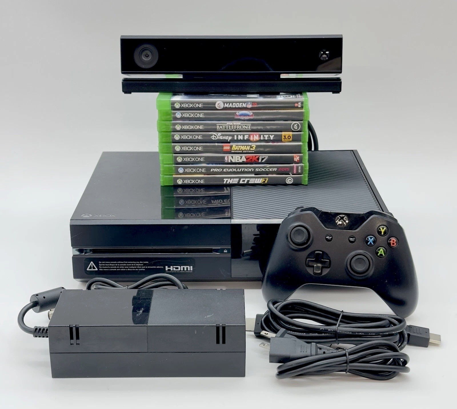 Xbox One 1540 Black 500GB Console Bundle TESTED w/Controller, Kinect, 8 Games