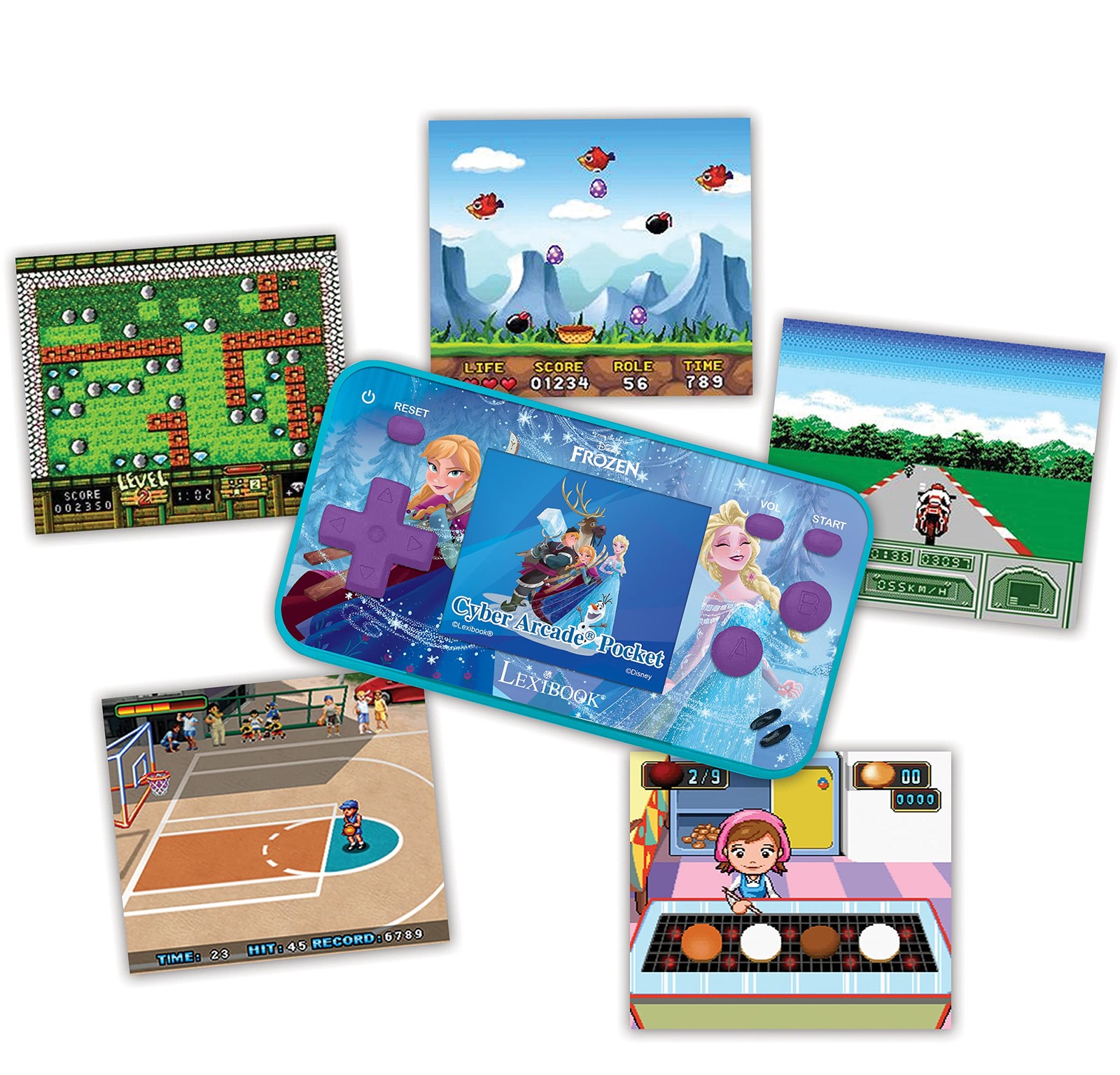 Frozen Arcade Pocket Gaming Console, 150 Games, LCD, Battery Operated, Purple…