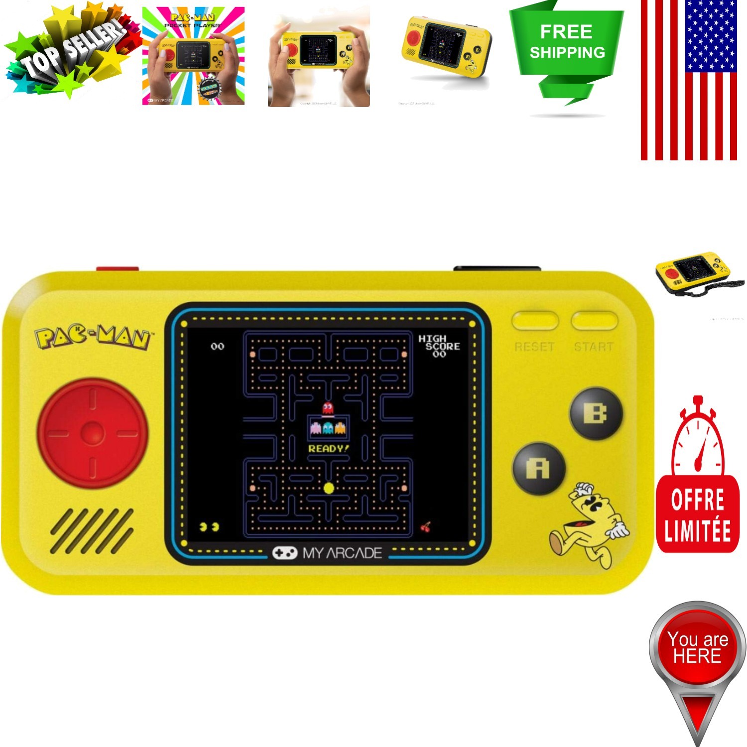 Nostalgic Handheld Game Console – Pac-Man Collection with Full Color Display