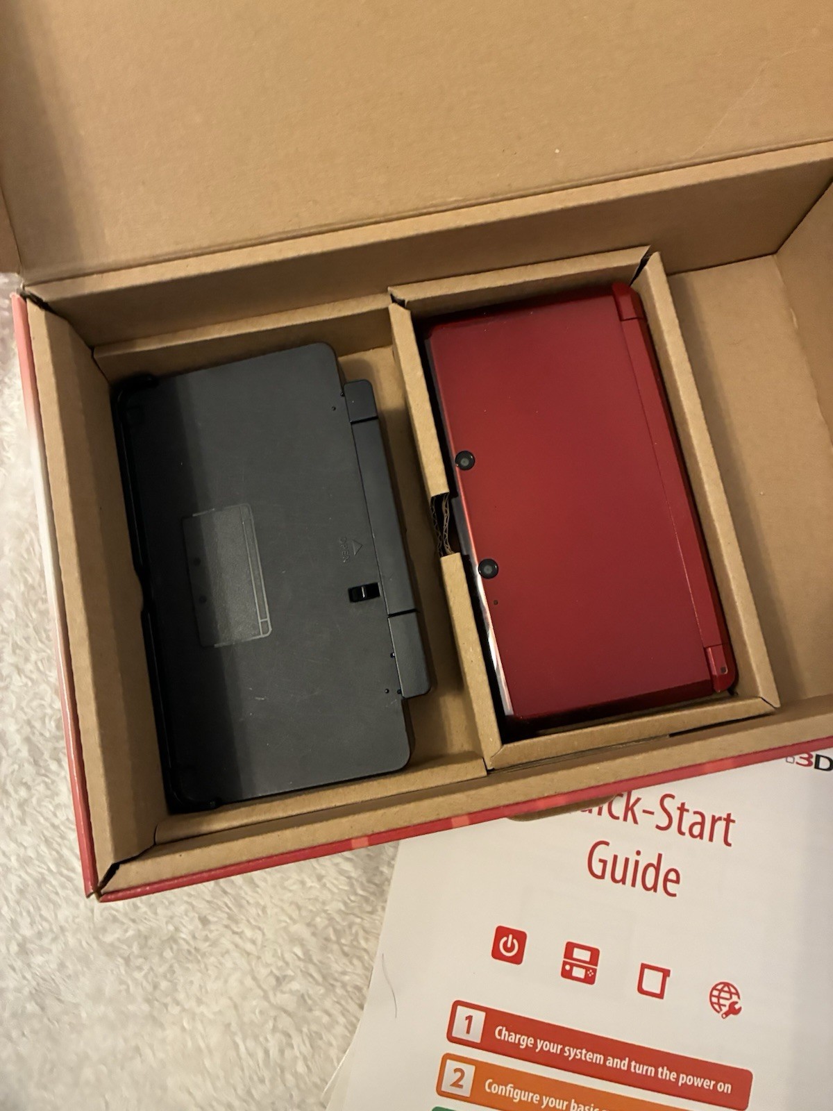 Nintendo 3DS Flame Red Handheld Console System Almost Complete w/Box TESTED work
