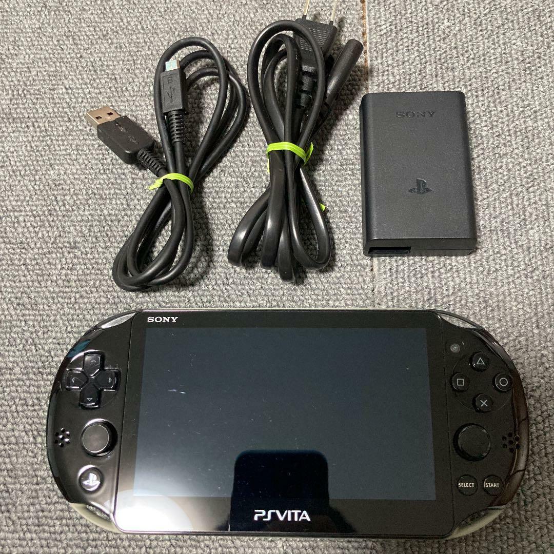 【Good】SONY PS Vita ZA16 Khaki Black Slim PCH-2000 Wi-Fi w/ Charger Region Free