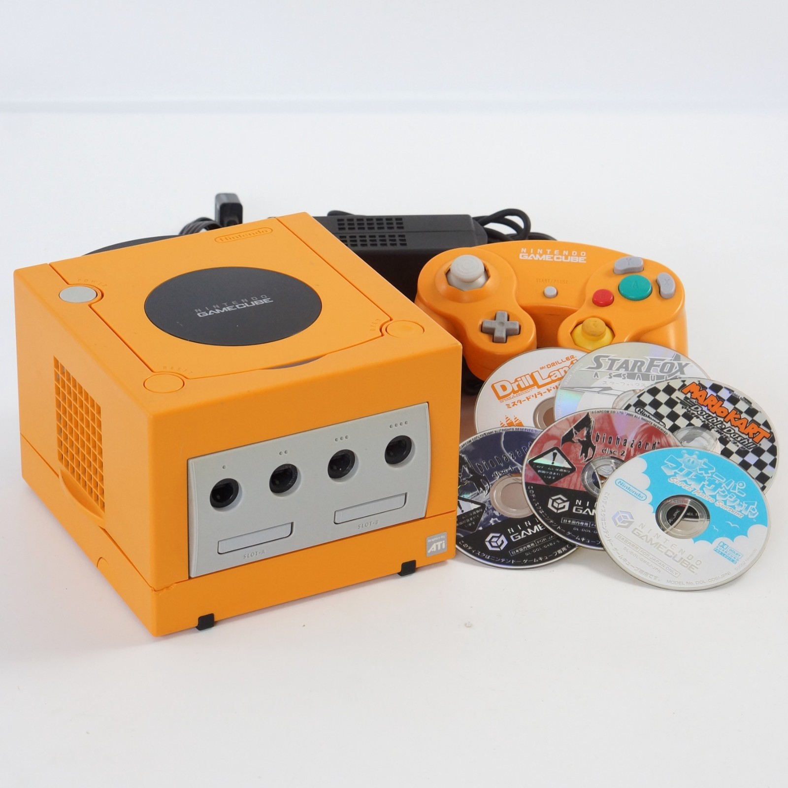 Gamecube Orange Console System Games DOL-001 JP For Japan CD FREE SHIP 10710073