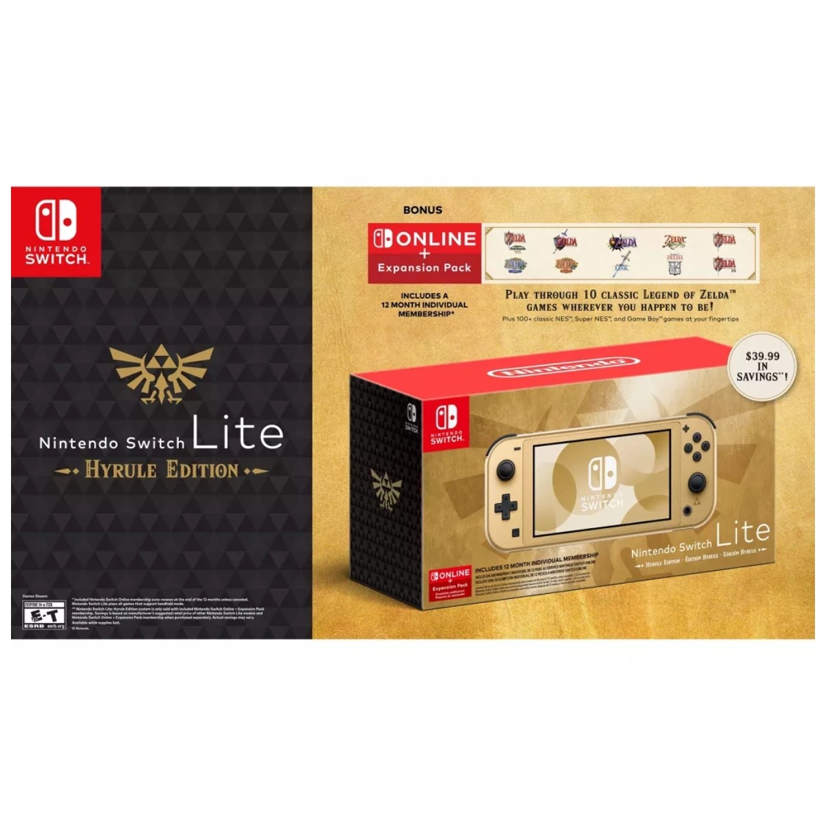 Nintendo Switch Lite Hyrule Edition w/ Bonus Switch Online + Expansion Pack