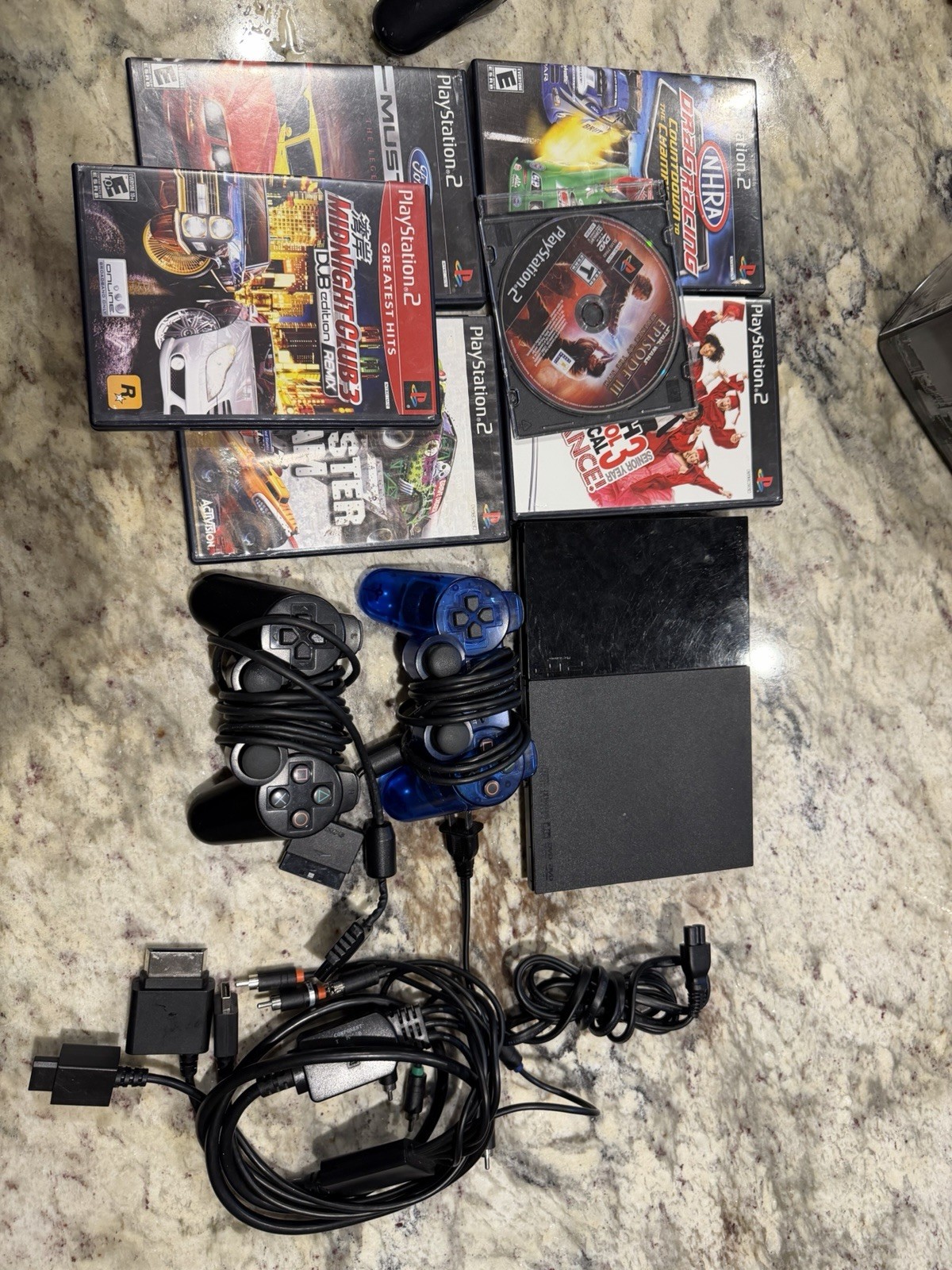 Sony PlayStation 2 Slim PS2 Game Console System Bundle -6 GAMES 2 controllers
