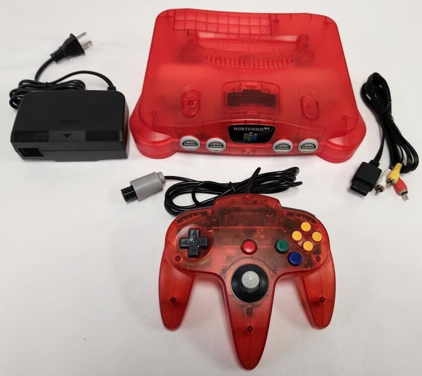 Vtg N64 Funtastic Watermelon Translucent RED Nintendo-64 Gaming Console System A