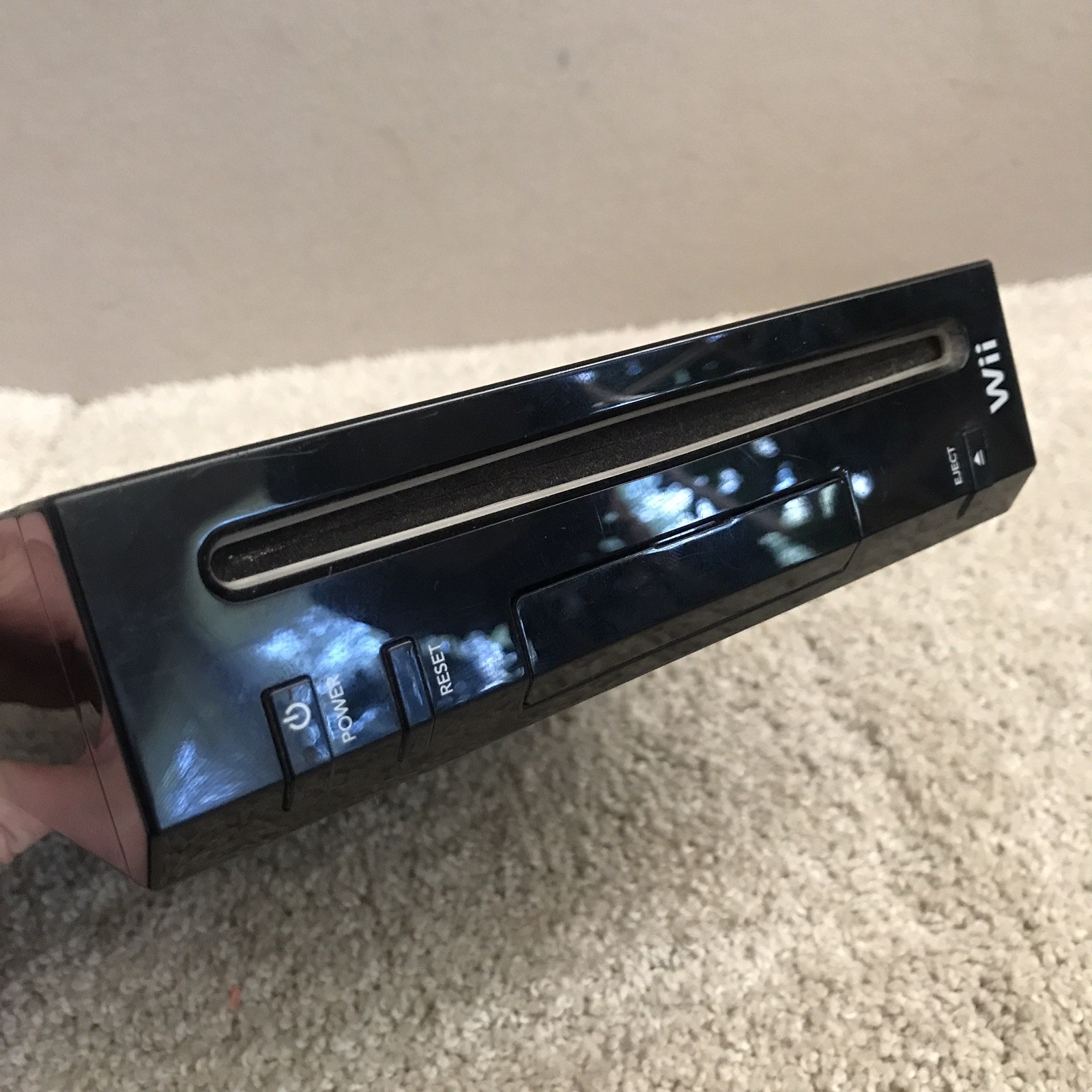Nintendo Wii RVL-001 Black System with Cables and Motion Plus Controller TESTED