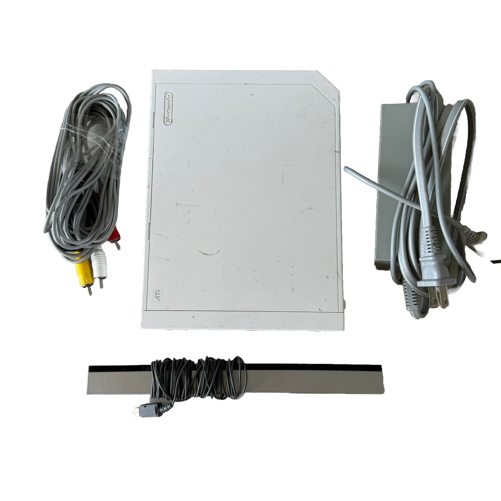 Nintendo Wii RVL-001 Console White Gamecube Cables Cord Sensor Bar Tested