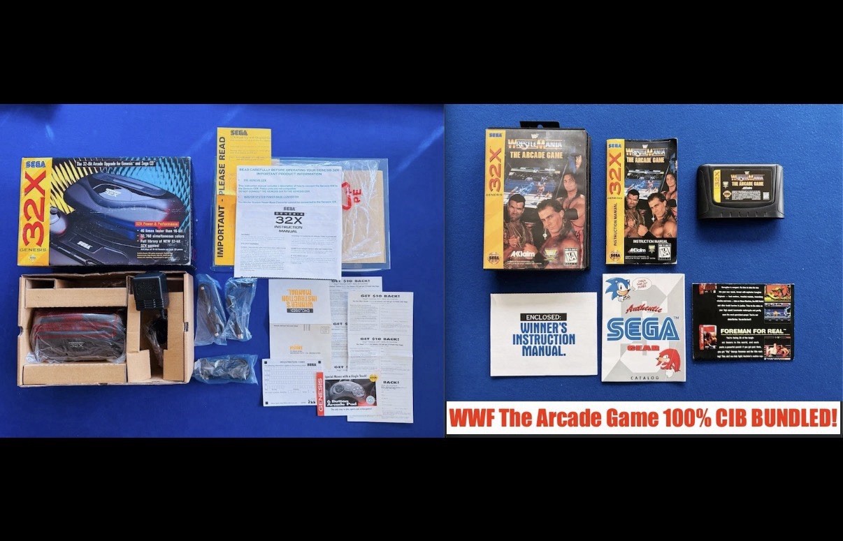 Sega 32x Genesis Console 100% CIB Complete Console System + WWF The Arcade Game