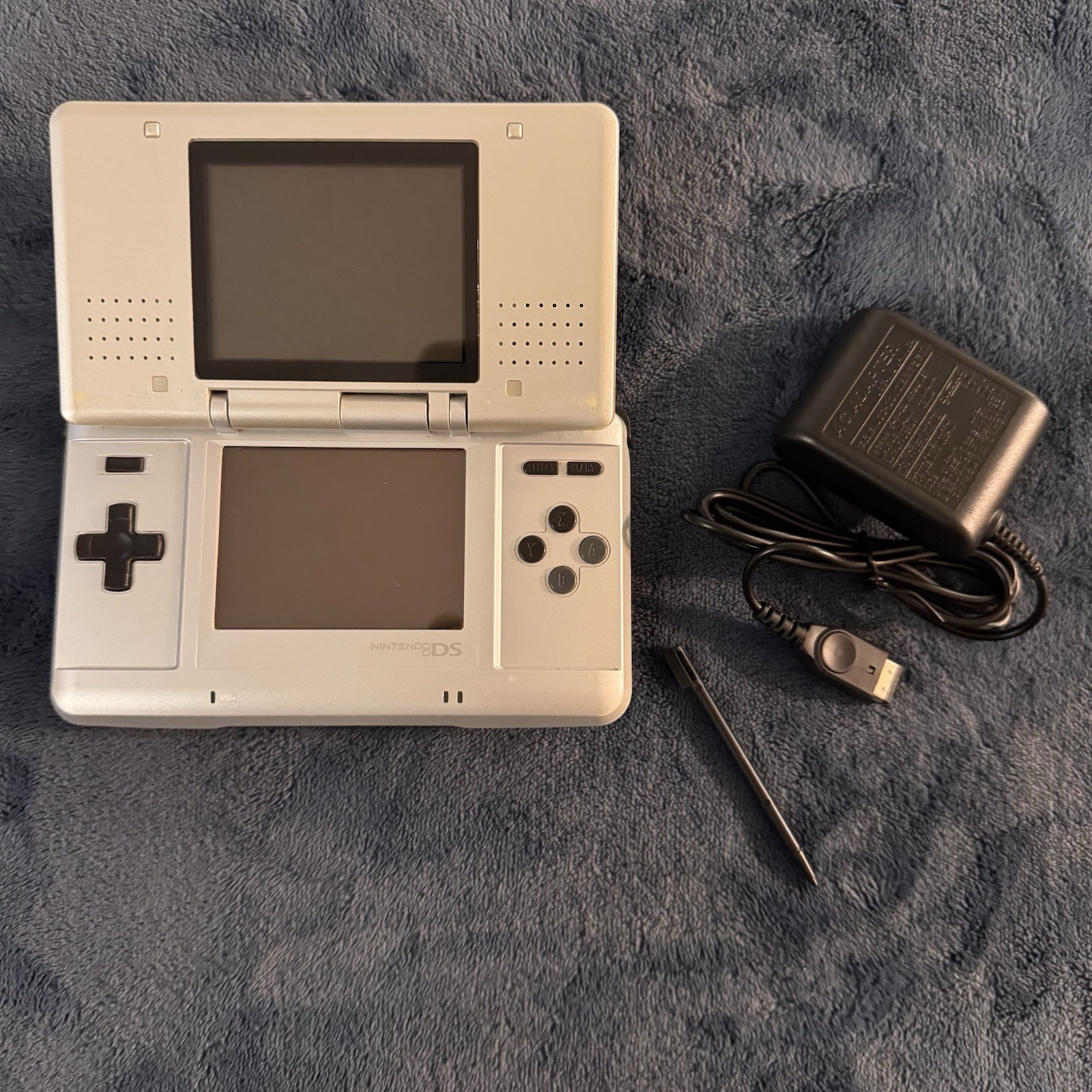 Original Nintendo DS Silver Handheld Console System w/Stylus & Charger !READ!