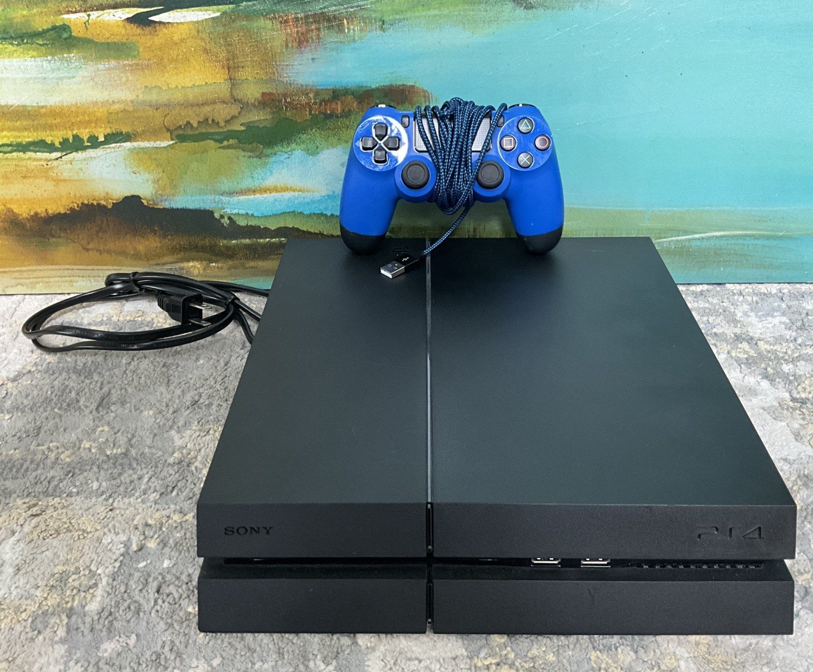 Sony PlayStation 4 Slim Black, 500GB With HDMI Cable + Dual Shock Controller