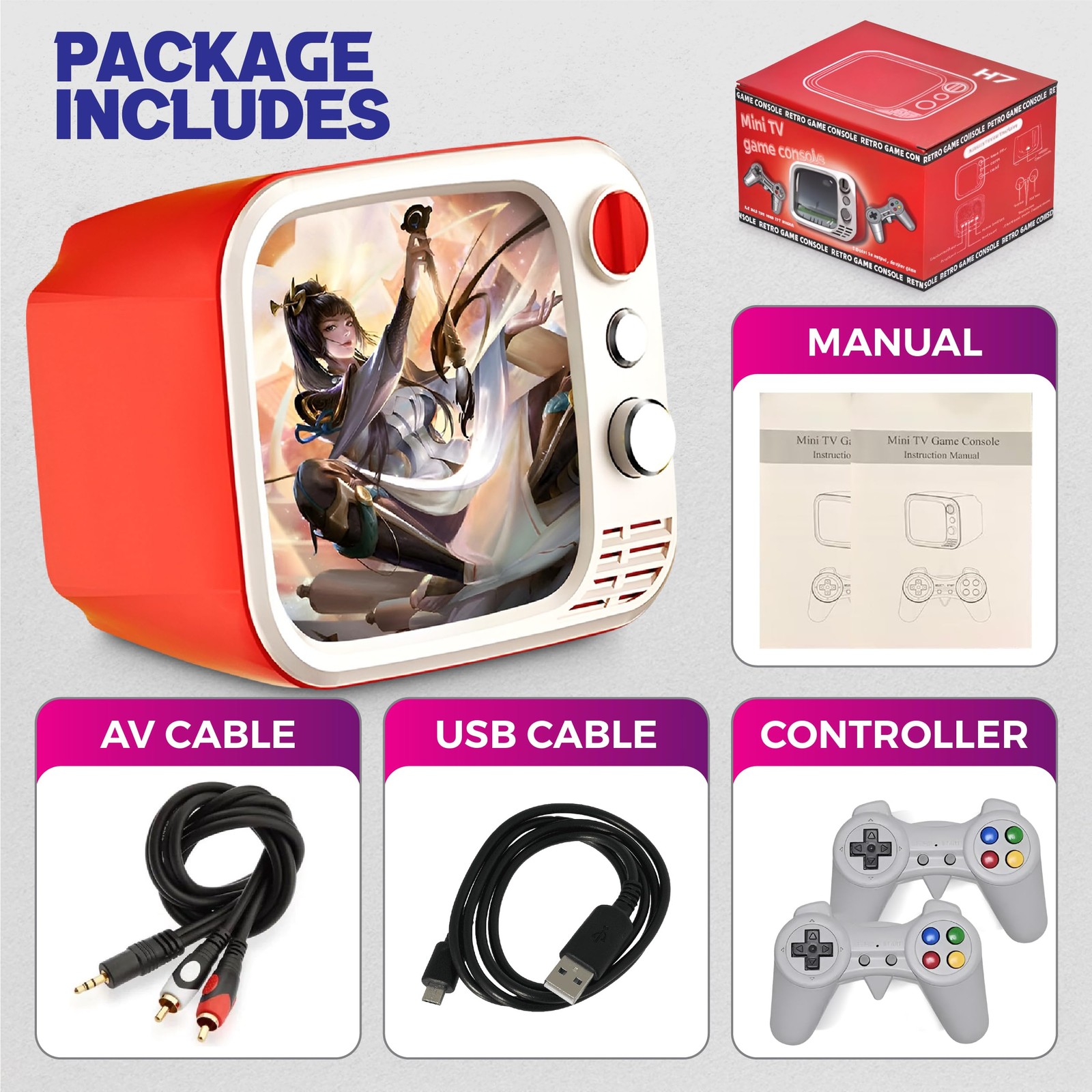 Tiny Arcade TV 3.5″ Mini Retro Game – Two Player Playable TV Console & w/ Rea…