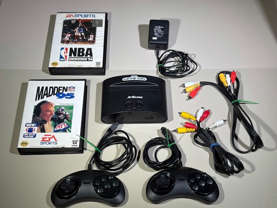 Sega Genesis Classic AtGames Bundle – Works Perfectly – NBA 94 & Madden 92
