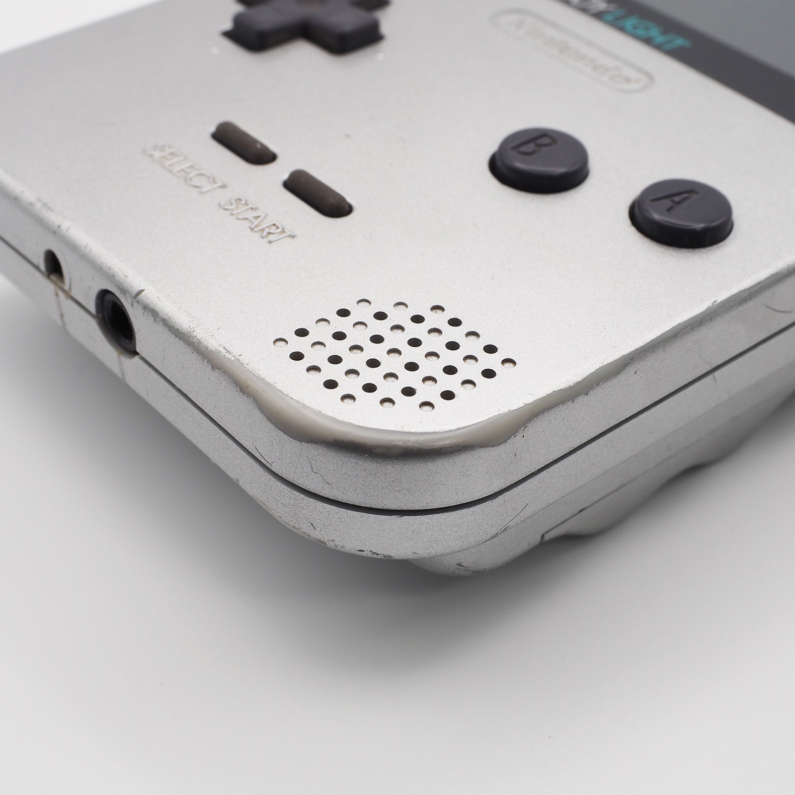 Nintendo Game Boy Light SILVER console MGB-101 WORKING CLEANED #0141_32[VG]