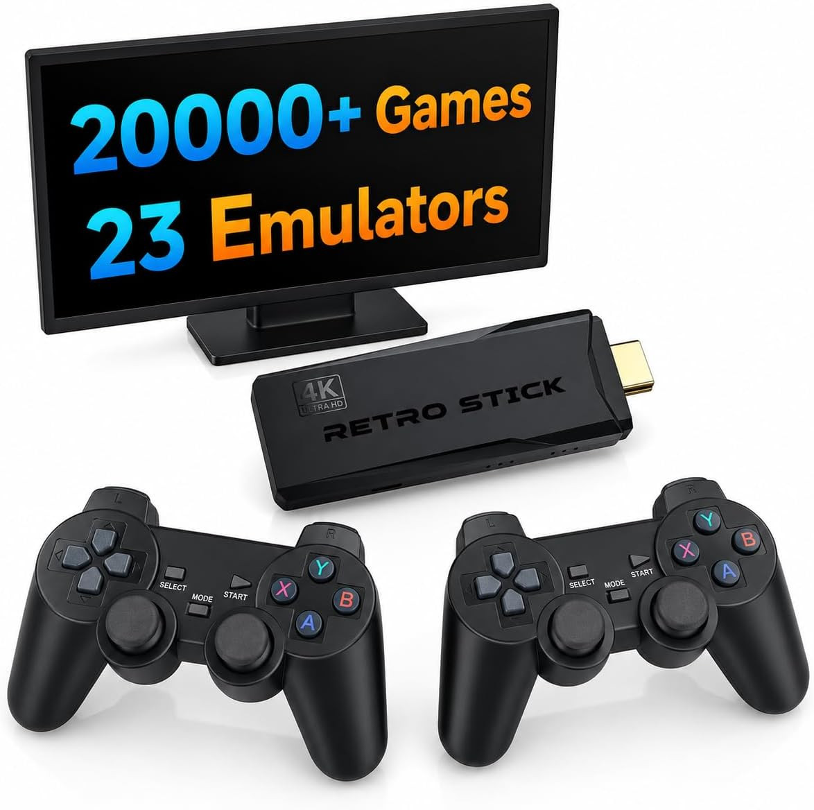 Retro Gaming Console 4K HDMI for TV, 20000 Games & 23 Emulators | Plug & Play HD