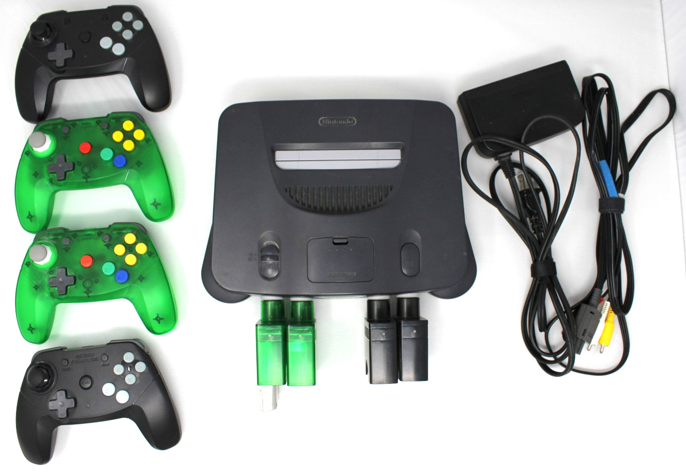 Nintendo 64 System with expansion pak Bundle Set + 4 Retro Fighter Controllers