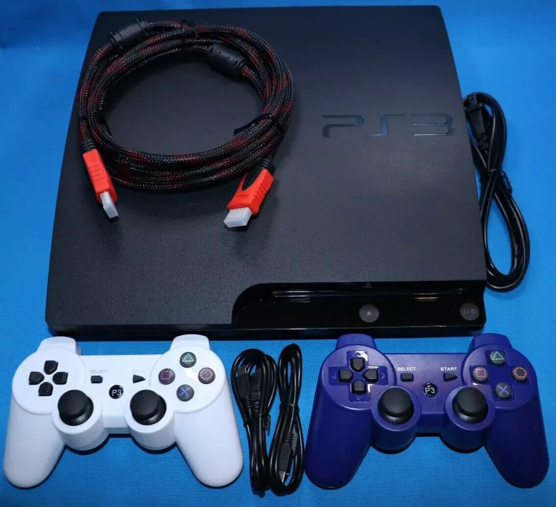SONY PlayStation 3 PS3 Slim Console UP TO 1TB SSD HD BUNDLE 2 NEW CONTROLLERS