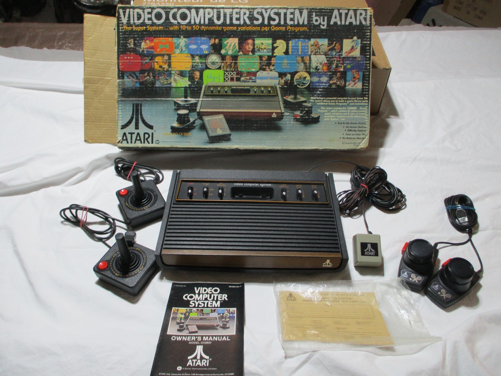 Atari 2600 Heavy Sixer Console In Chess Piece Box, OEM PSU, CX-10’s, CX-30-04’s