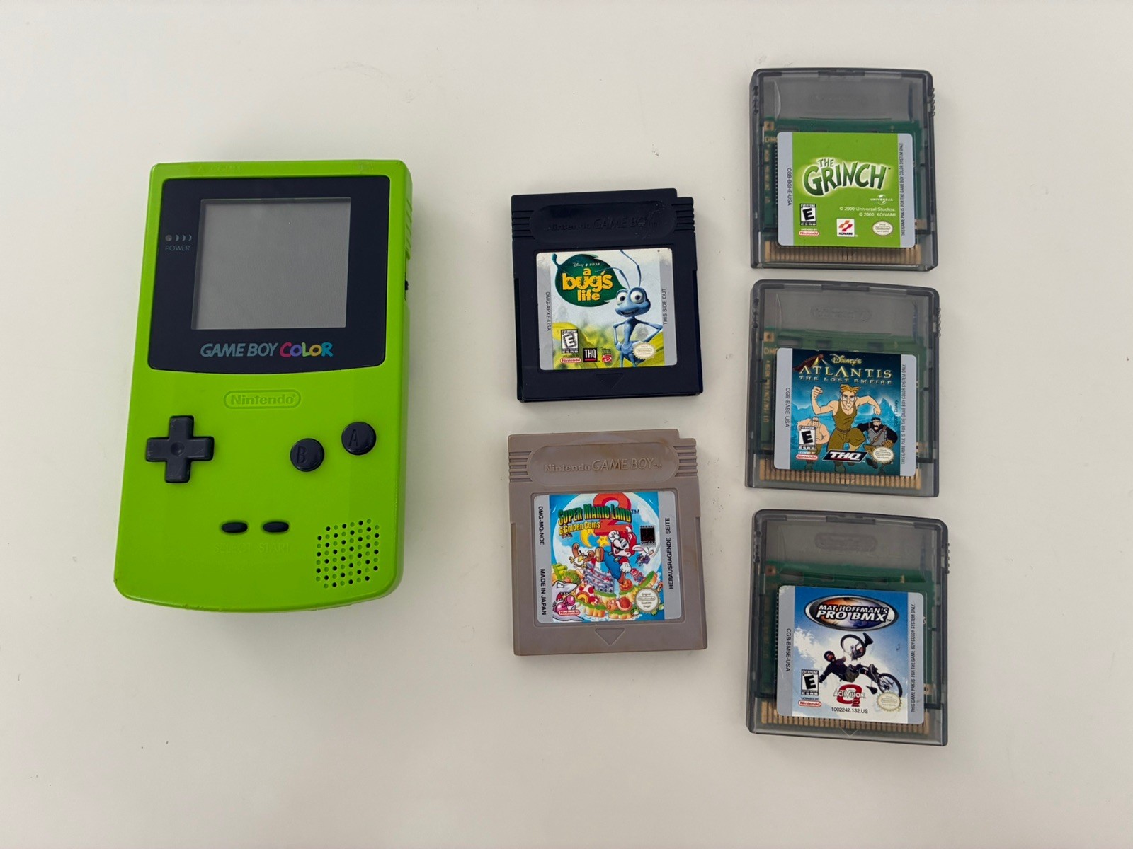 Nintendo Game Boy Color Green Kiwi Lime Gameboy Tested! Game lot included