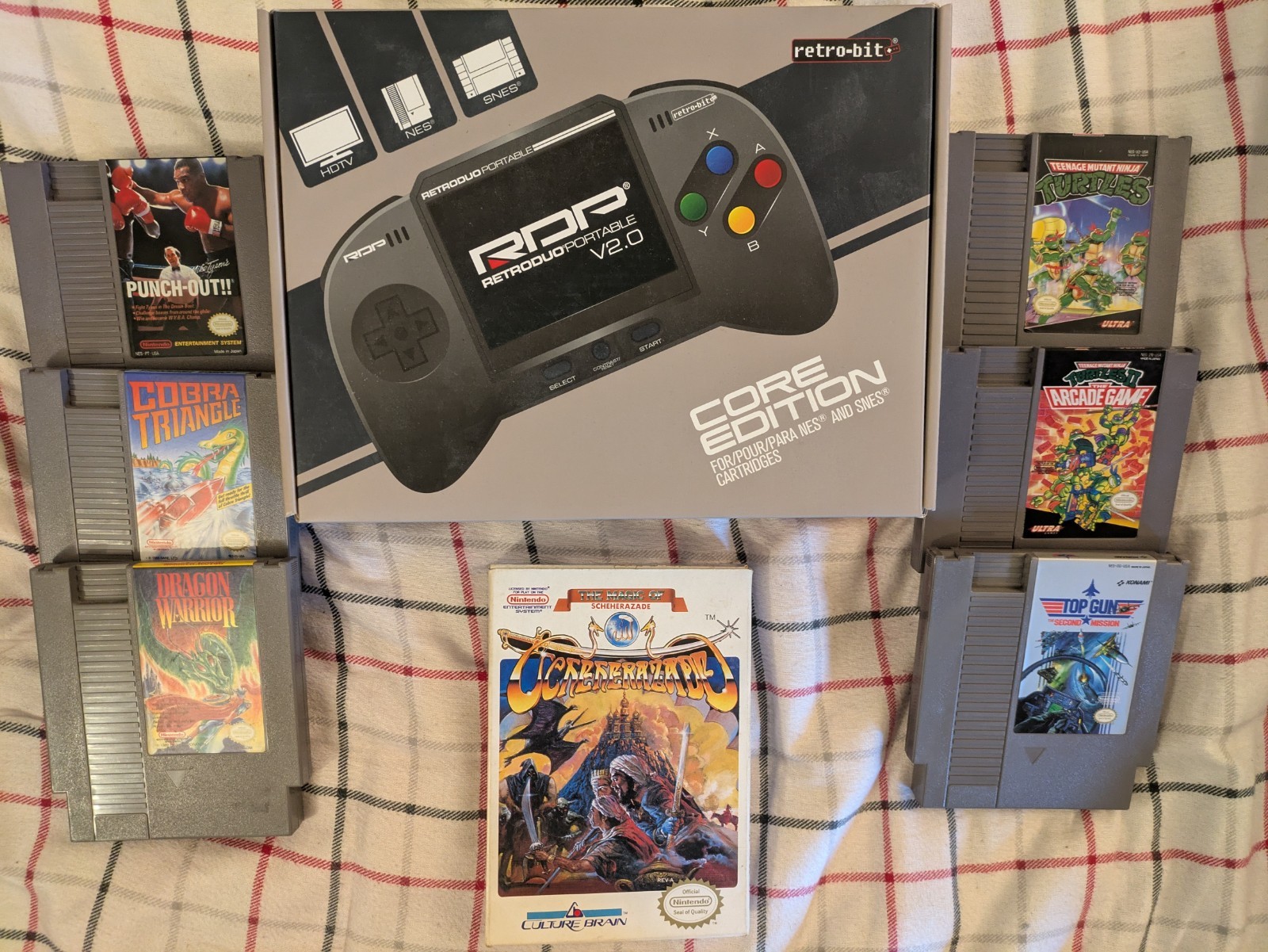 RetroBit RetroDuo Portable SNES NES Console+7 Games Ninja Turtles Dragon Warrior