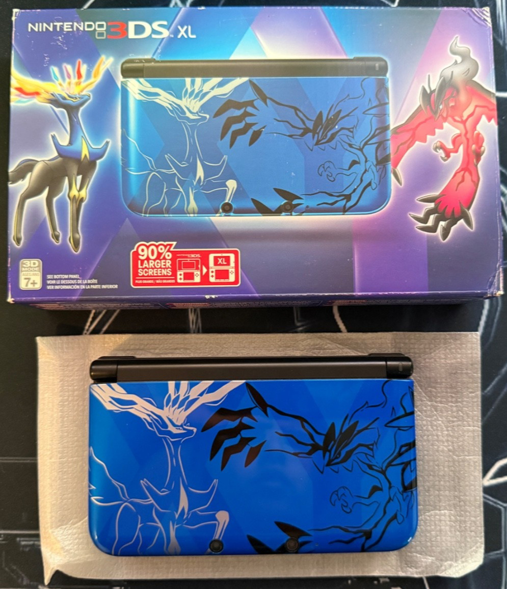 Nintendo 3DS XL Pokemon X and Y Handheld System – Blue CIB 32GB SD READ Desc.