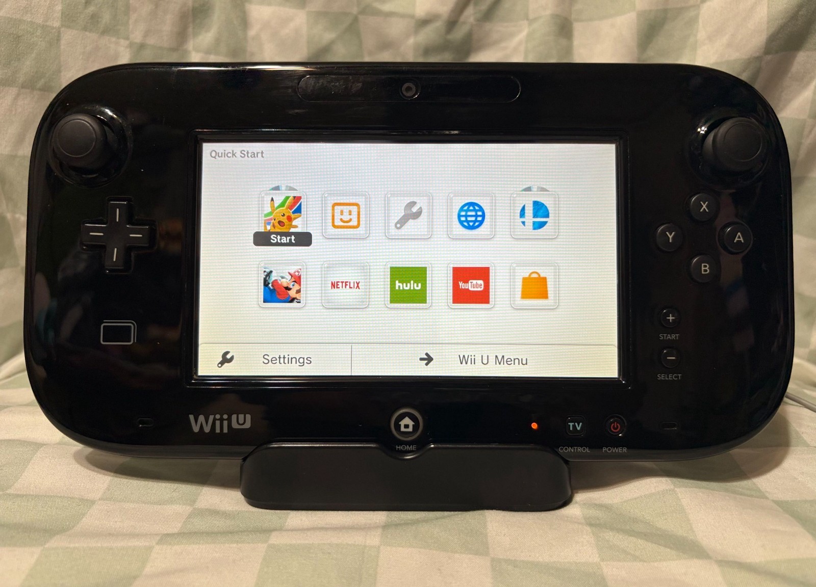 Nintendo Wii U 32GB Black Handheld System(red and silver Mario controllers inc.)