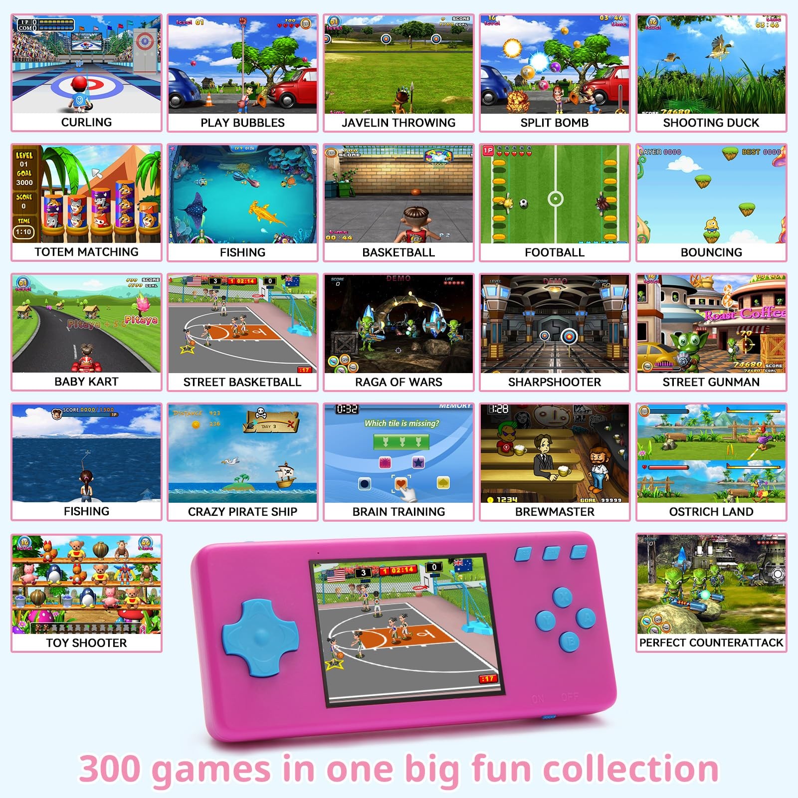 Handheld Game Console,Portable Video Game Console with Games,3.2″ Screen,Rech…
