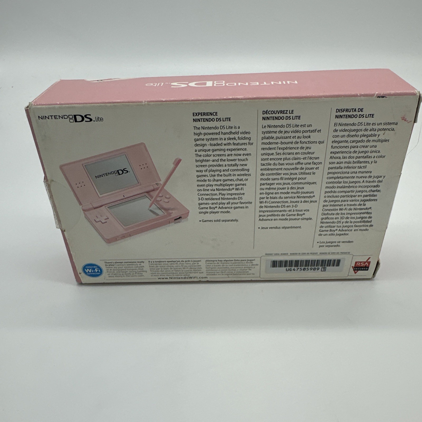 Nintendo DS Lite Console – Coral Pink (USG-0001) tested works, No Charger