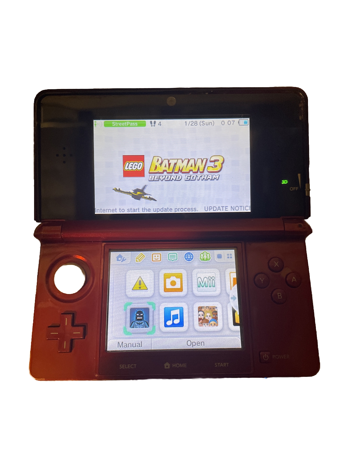Nintendo 3DS Handheld System – Flame Red -Plus 6 Games / SD Card Wireless