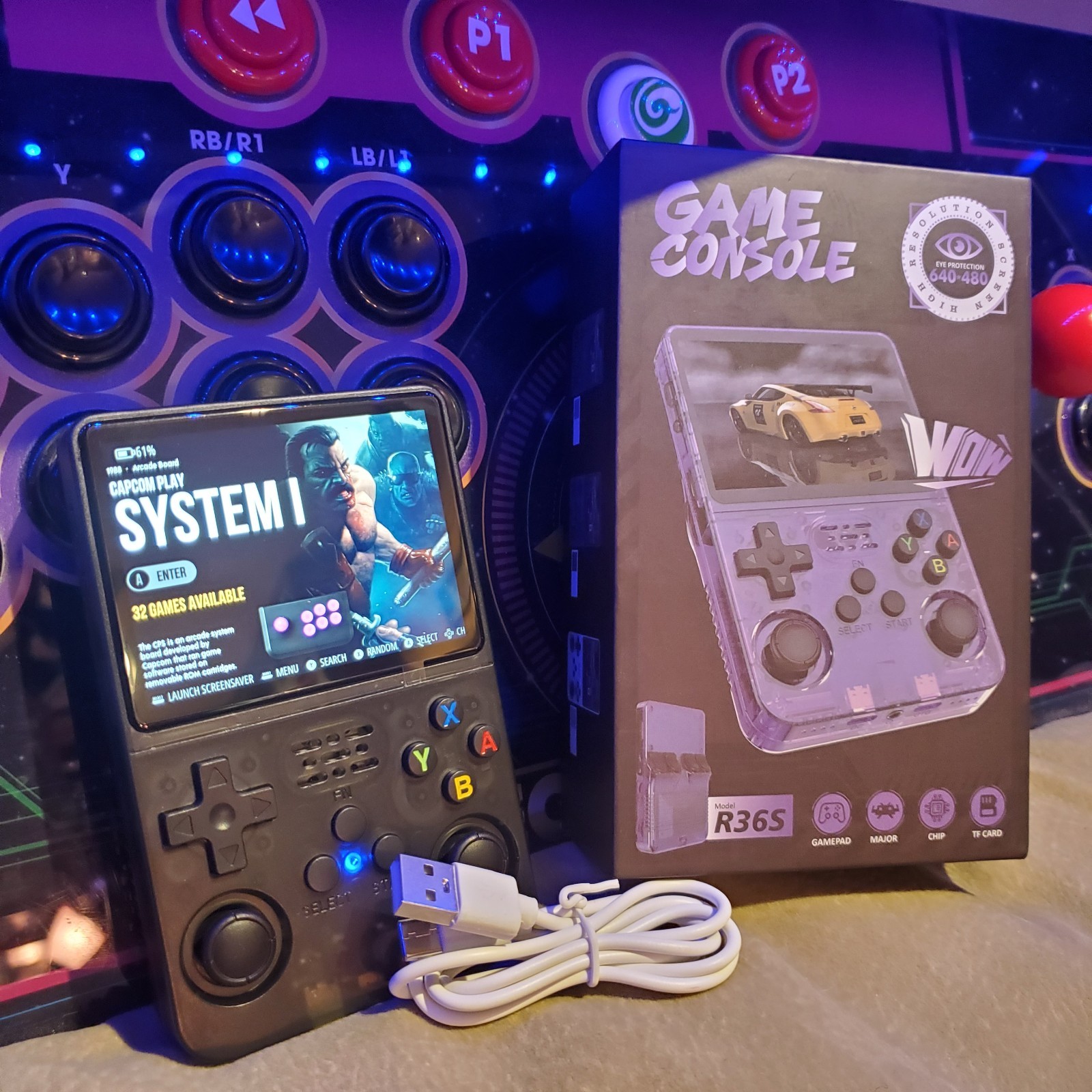 R36S Retro Handheld Video Game Console 20000+ 3.5 Inch IPS Screen PlugNplay