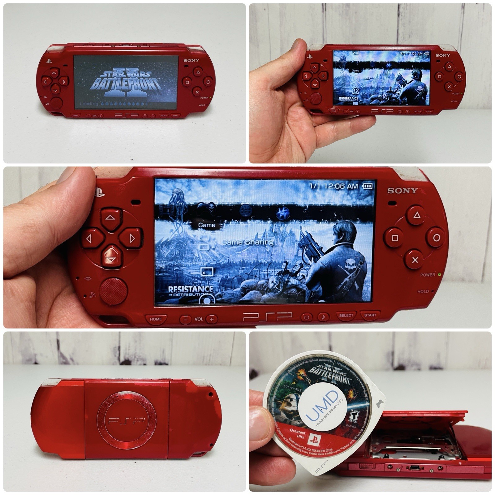 Sony PlayStation Portable PSP-2001 God of War Edition Red Console With Game
