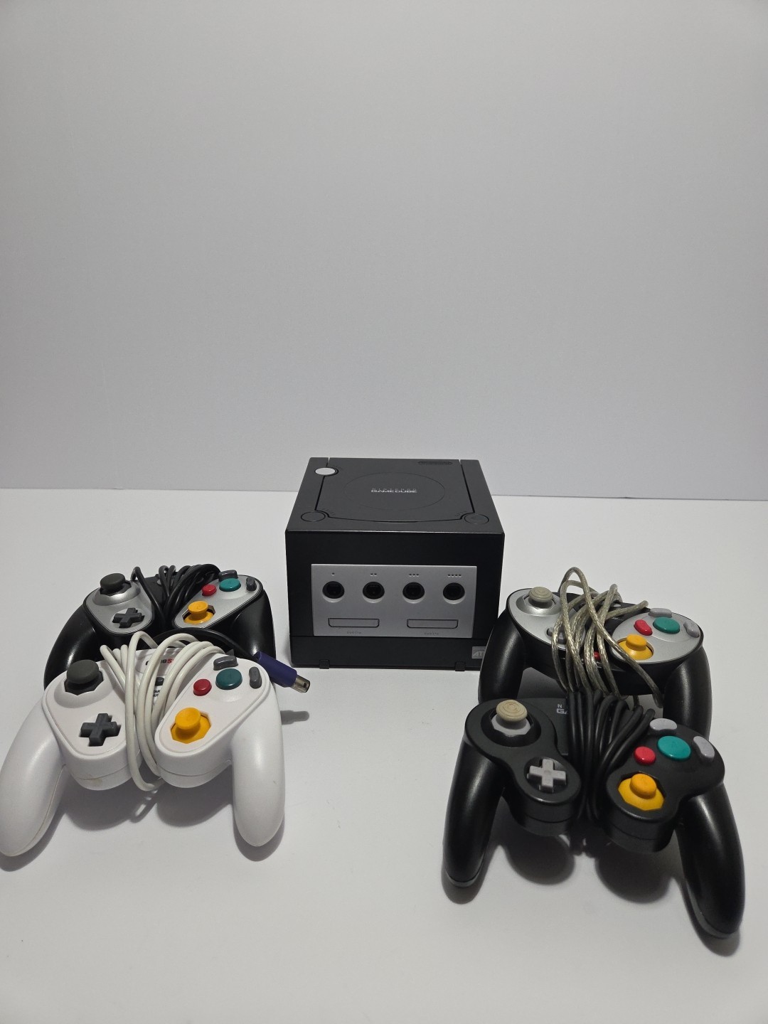 Nintendo GameCube Black Console System with 4 Controllers 1 OEM 3 Aftermarket