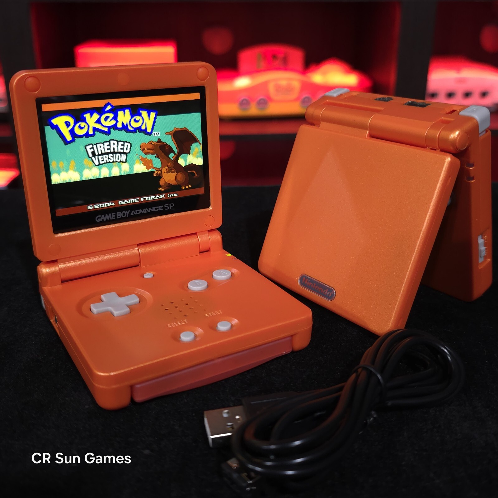 Orange Nintendo Game Boy Advance GBA SP IPS MOD Adjustable Brightness