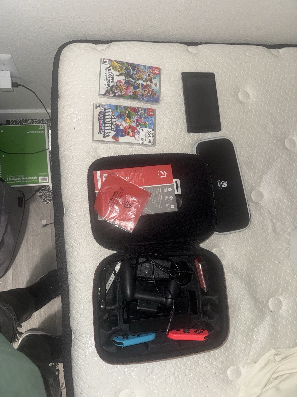 Nintendo Switch Console + Smash Bros + Mario Wonder – Complete Bundle