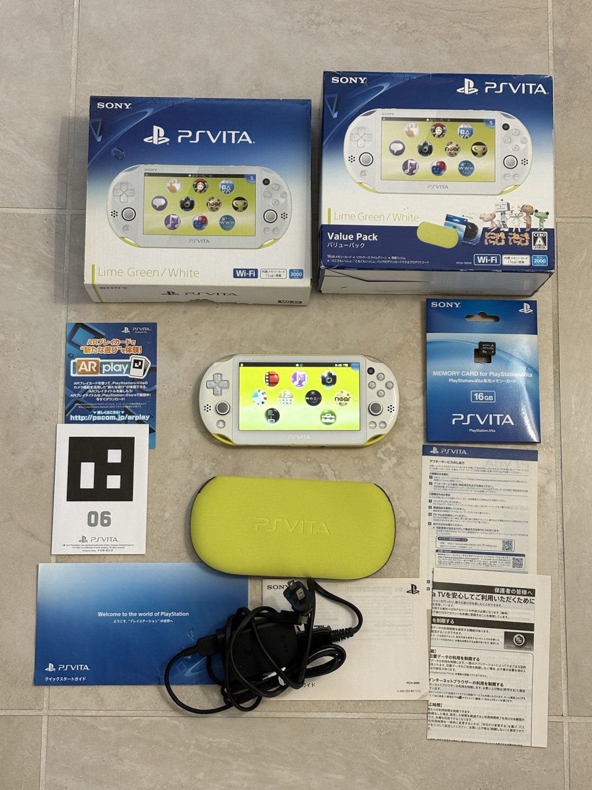 PS Vita 2000 Lime Green / White Complete In Box 8GB – Tested USA Seller