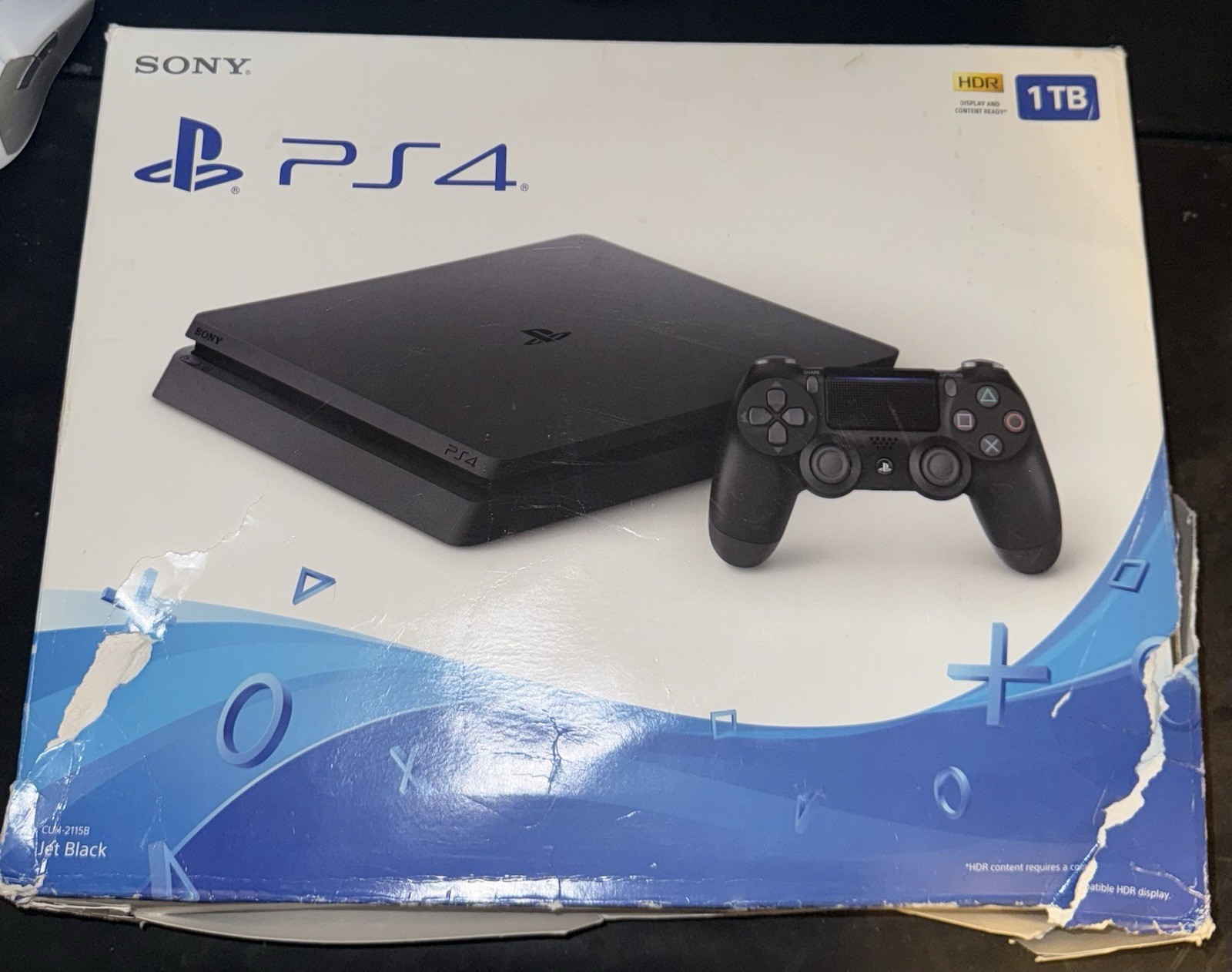 Sony PlayStation 4 Slim 1TB Console w/box & Controller – Jet Black