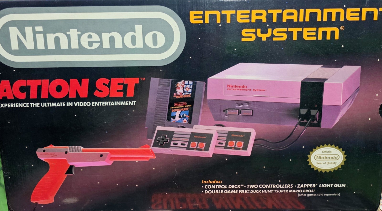 Nintendo NES Action Set Console Bundle CIB + power glove NES Advantage 3 games
