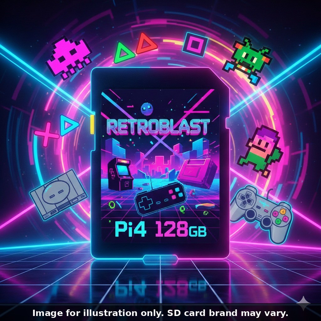 RetroBlast PlayStation PS1 128GB Micro-SD Raspberry Pi 4 Plug & Play