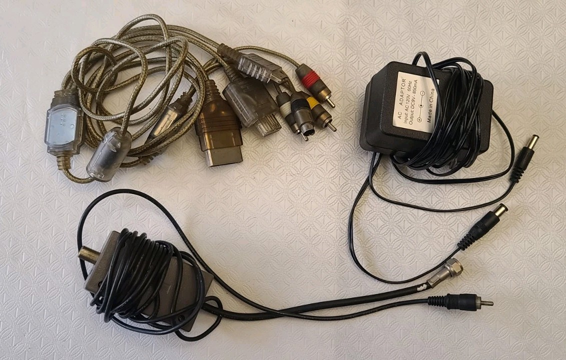 SNES CABLES ADAPTER POWER RF AV RCA SUPER NINTENDO WORKING