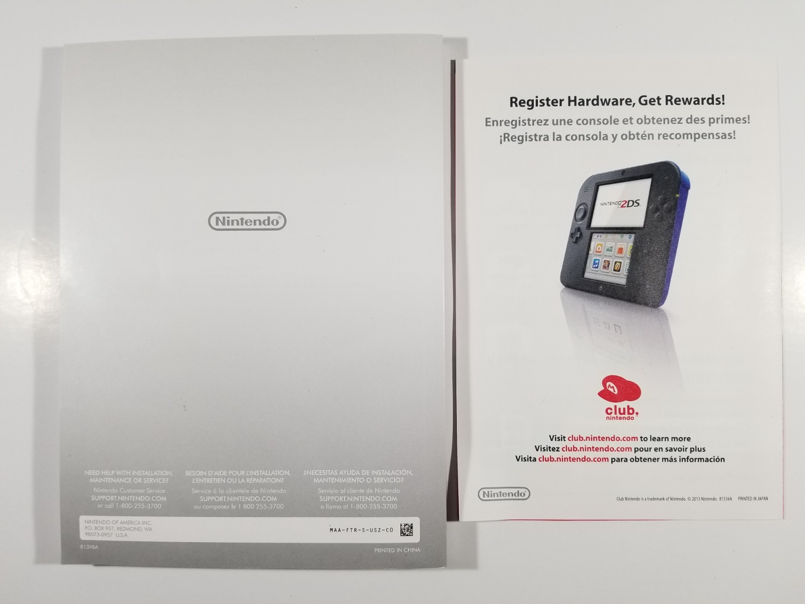 ¤ Empty Original Box Nintendo 2DS Crystal Red Handheld Console ¤ Manual Cards