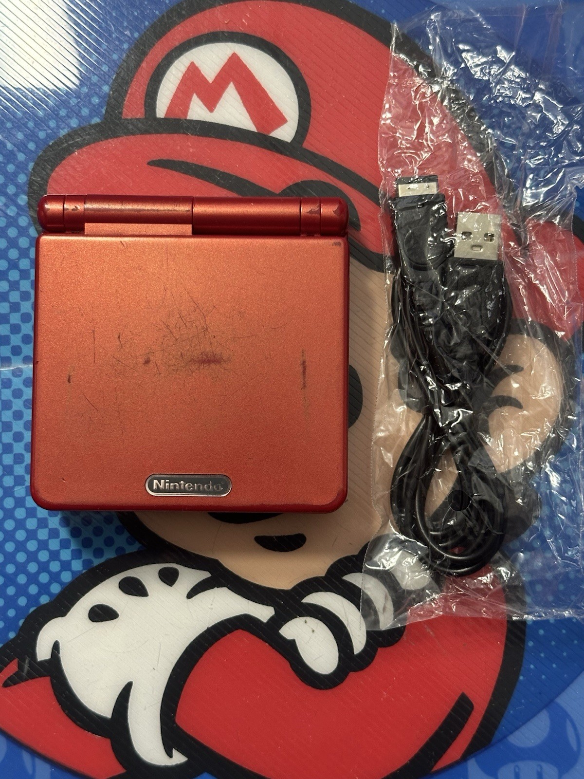 Nintendo Game Boy Advance SP Handheld Game Console AGS-001 Flame Red – Tested
