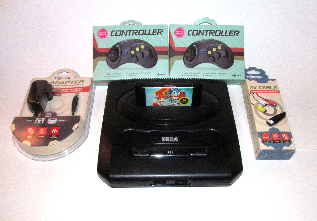 Sega Genesis Console Model 2 System Bundle W 2 New Controllers Cords and Sonic