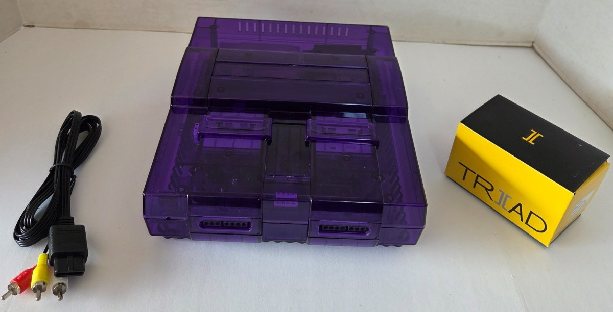 Custom Super Nintendo Console Transparent Purple with Power Supply