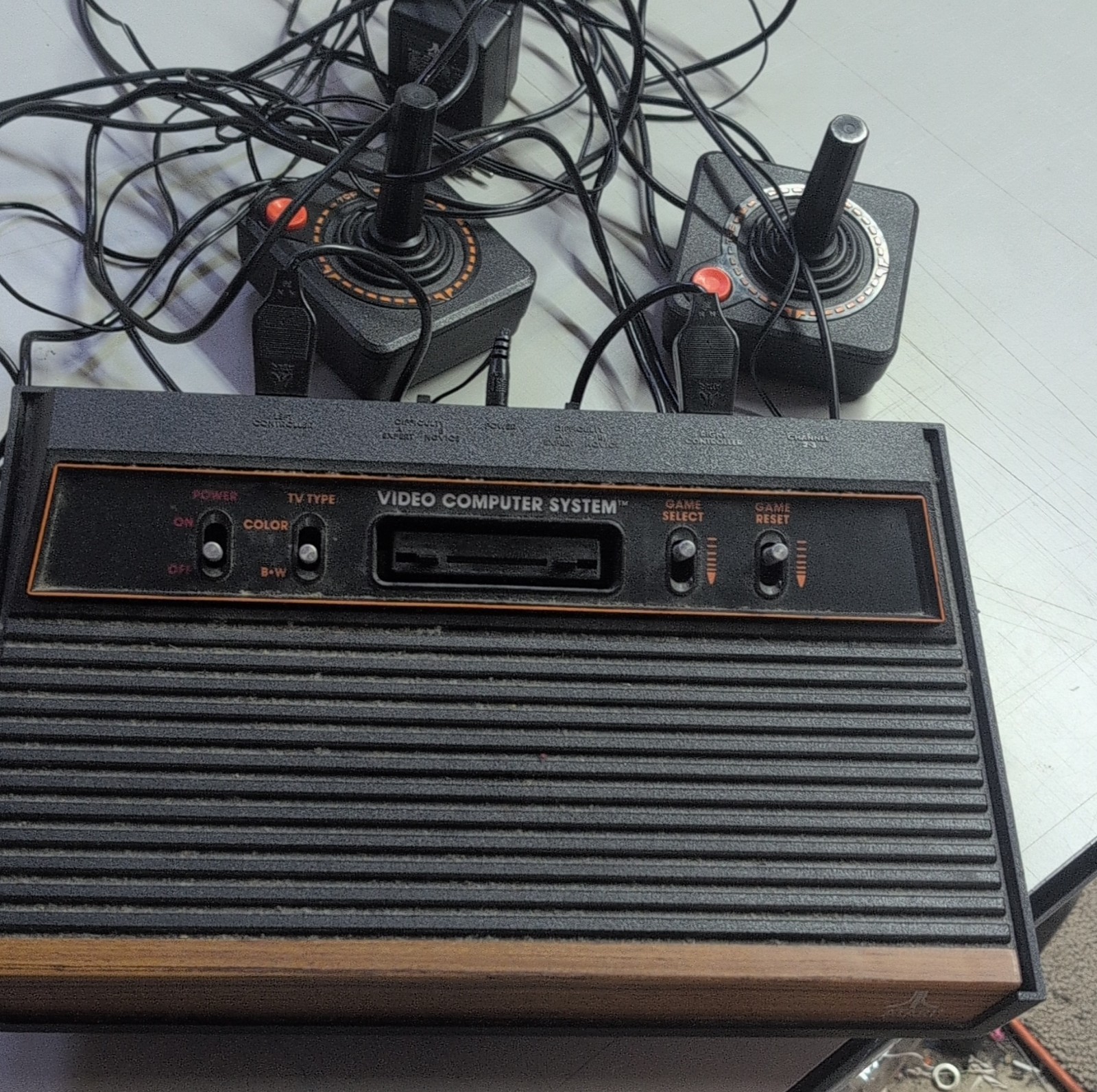 Atari 2600 CX-2600 A Home Console Black Brown RF Controllers