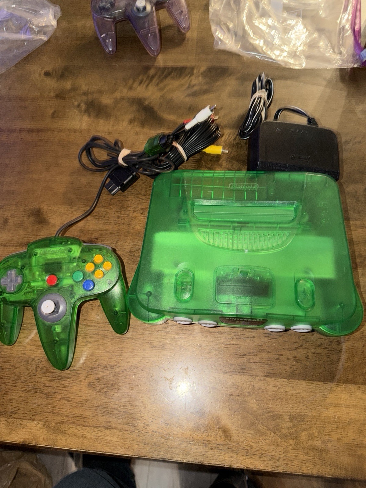 Nintendo 64 N64 Funtastic Jungle Green Console, Controller & Cables Tested READ