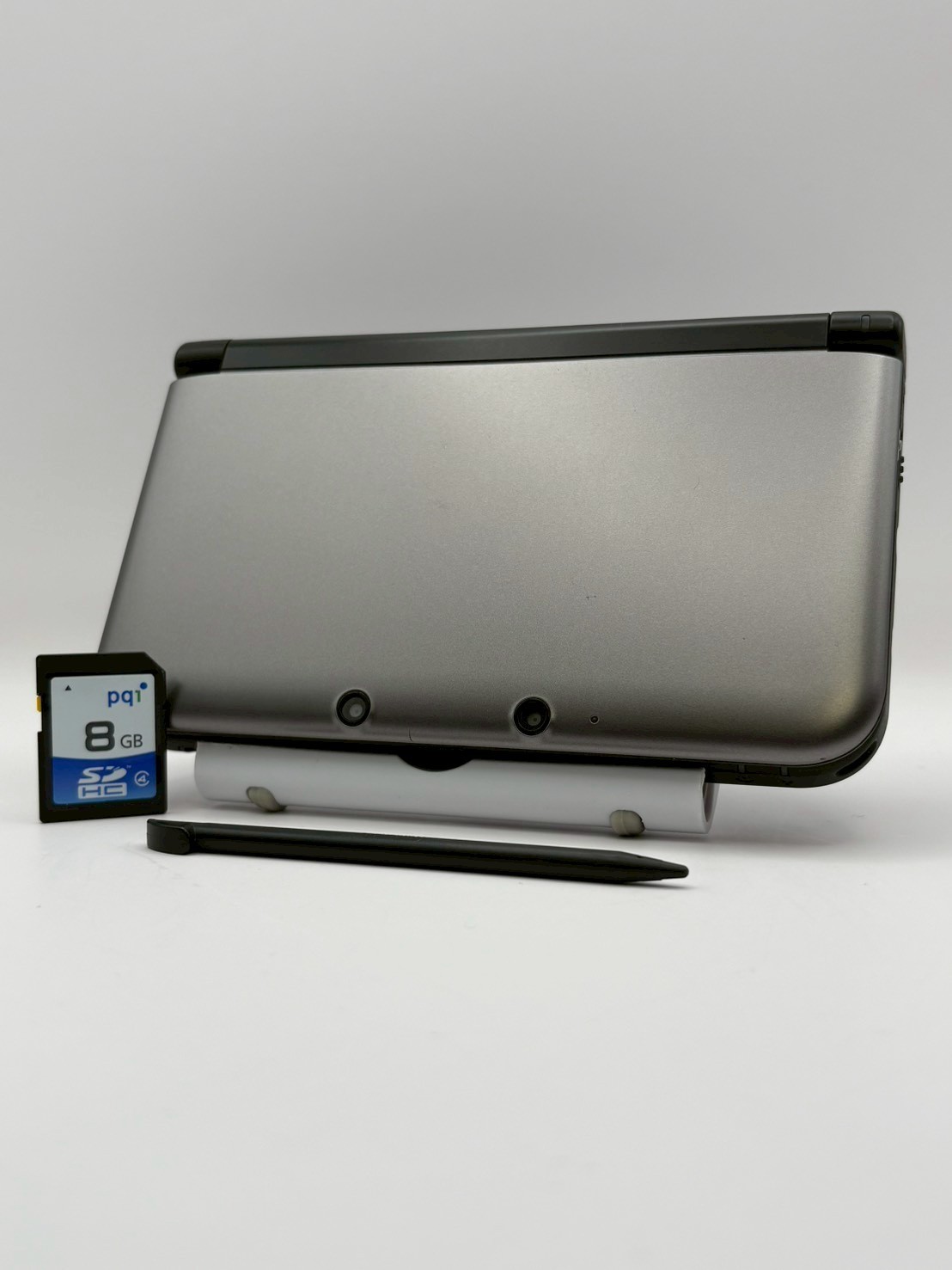 Nintendo 3DS LL Silver Black Handheld Console Tested w/ 8GB SD Card Japan